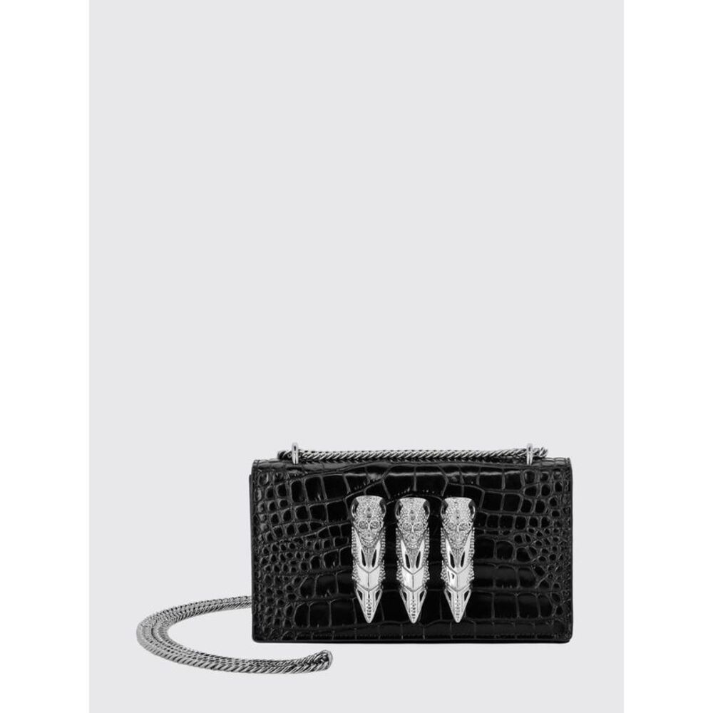 Crocodile Print Leather Clutch With Rhinestone Ring Philipp Plein